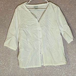 White Floral Pattern Blouse